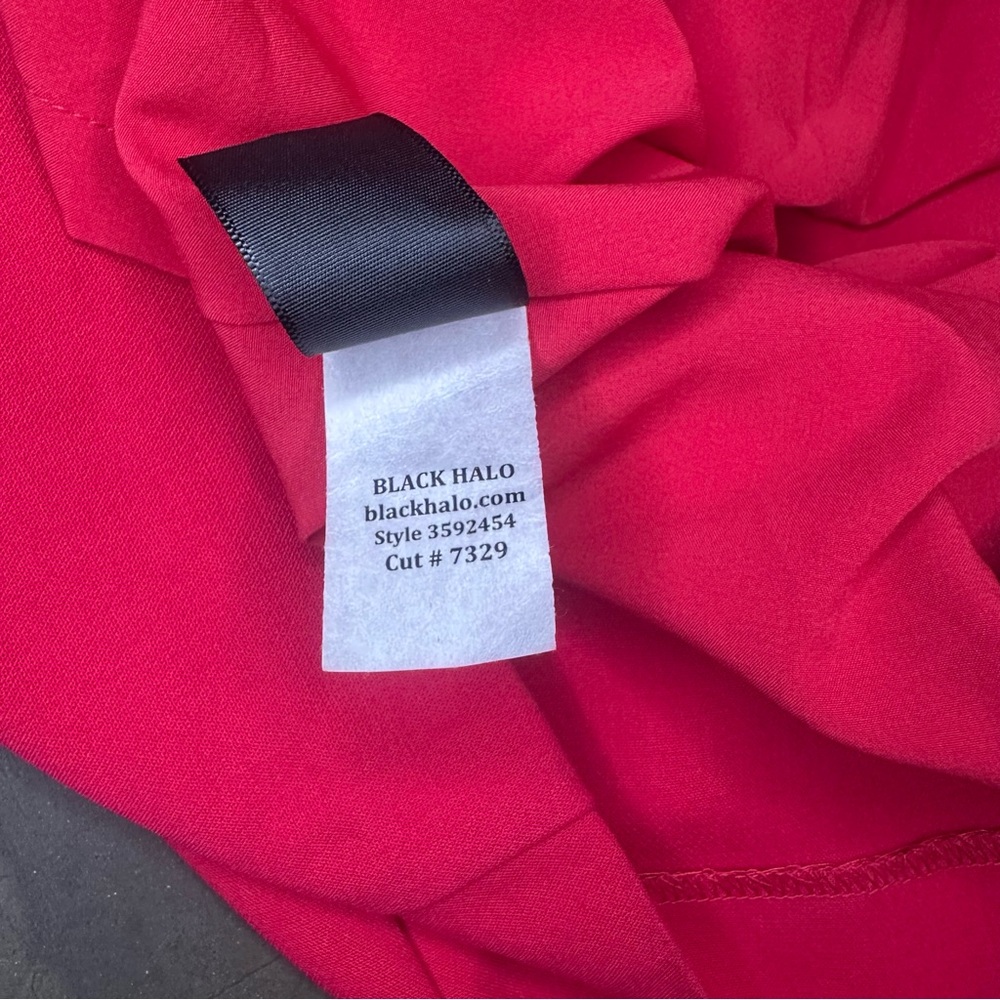 Black Halo Women’s Vibrant Pink Cocktail Tiered Ruffle Midi Dress Sz 10 - Picture 13 of 13